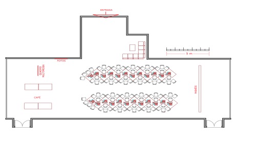 Esquema de organização do espaço do evento.